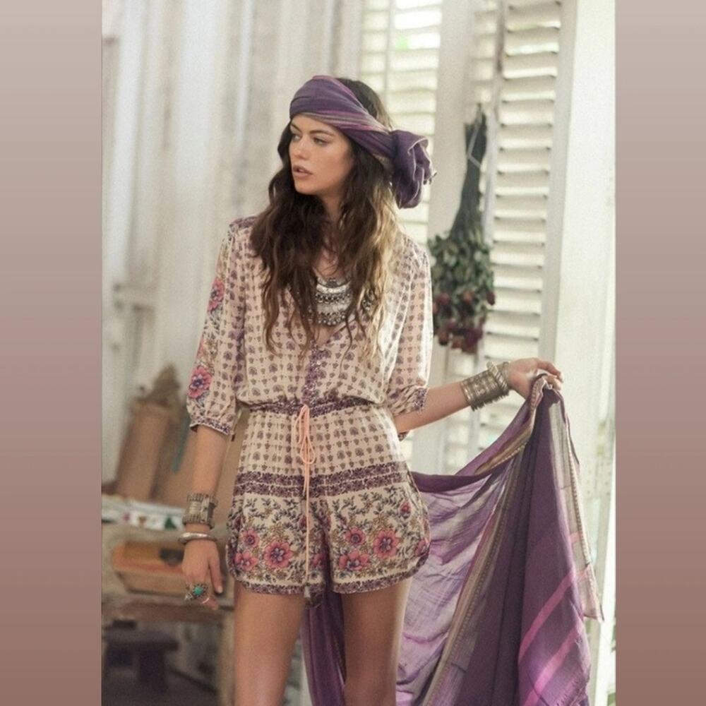 Spell Revolve Desert Rose Romper in Sand, Sz S